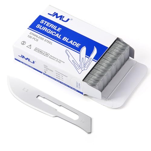 Image of JMU 100pcs Scalpel Blades Sterile #21, Disposable Stainless Steel Surgical Blades, Individually Foil Wrapped