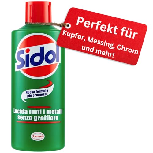 Sidol Metallpolitur 150 ml von Henkel – Edelstahl Politur & Chrompolitur – Metallreiniger für Kupfer, Messing, Chrom & Edelstahlreiniger – Politur ohne Kratzer, Langzeitschutz für Haushalt & Küche