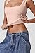 QINSEN Womens Soft Stretchy Lace Trim Tank Top Full Back Square Neck T Shirt Crop Top Pink XS