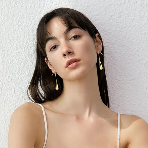 Long Gold Earrings Dangle Drop For Women Fashion Simple Teardrop Big Earrings4