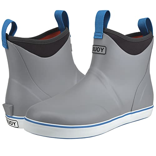 Image of Buoy Boots Men's Waterproof Rubber Fishing & Deck Boots, Ankle Rain Boots | Rubber Construction, Neoprene Lining, EVA Foam Insole, Slip-Resistant Non-Marking Outsole for Fishing, Boating & Wet Decks