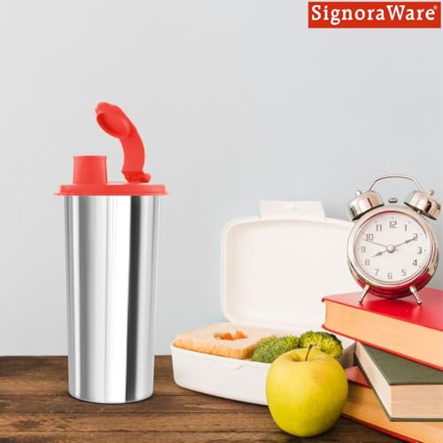 Image of SignoraWare Stylish Stainless steel Sipper | Modern Look | freezer safe | Lightweight and Portable | Gym or Sports Events | Outdoor Activities | Perfect for Schools & Offices (500ml | Red)