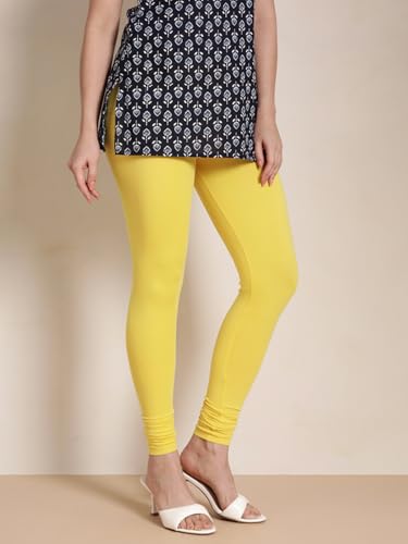 Image of TWIN BIRDS Churidar Leggings for Women | Super Stretchable Cotton Elastane | Wide Waistband | Comfortable Daily Ethnic, Casual & Kurti Wear