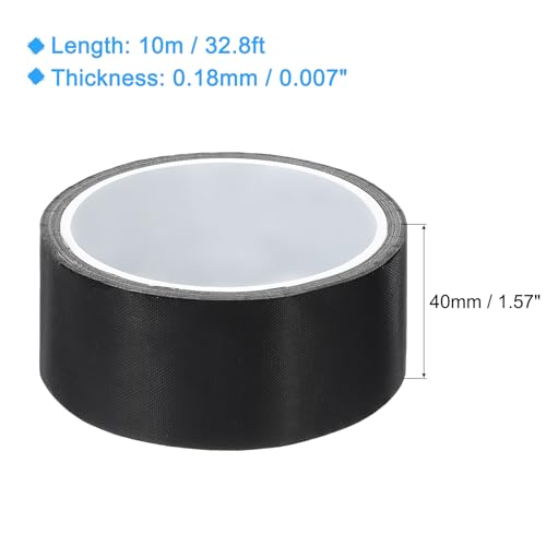 Image of MECCANIXITY High Temperature Tape 40mm PTFE Coated Fabric Tape Heat Resistant Tape for Vacuum Sealers Adhesive Tape 10m /33ft Black 0.18mm Thickness