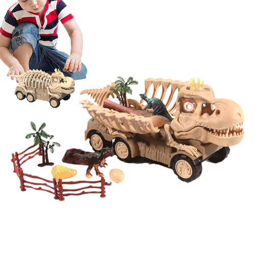 Juguetes Dinosaurios para, Juego de Camiones Dinosaurio - Camión de Transporte de Esqueleto de Dinosaurio de Dibujos Animados - Camión de Juguete Lindo para Niños y Niñas Juguete de Vehículo Portátil