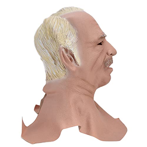Máscara de Homem Velho Assustador Halloween Látex Humano Rugas Rosto Cabeça Capa Traje Festa Cosplay