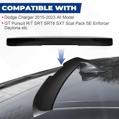 Roof Spoiler for 2015-2024 Dodge Charger V-Style Gloss Black by YESENTECH - Used condition - Image 2