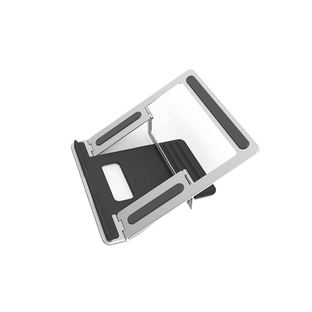 Soporte de computadora portátil de metal plateado ajustable para elevación de escritorio