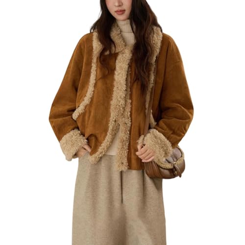 Manteau en laine d'agneau femme col rabattu parfait pour les sorties en ville