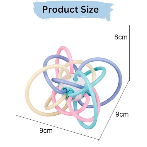Image of Lefan Infant Silicone Sensory Baby Teether Tube Ball Loopi Toy Sensory Teething Toys with Rattle for Babies 3-12 Months New Borns-Multicolor