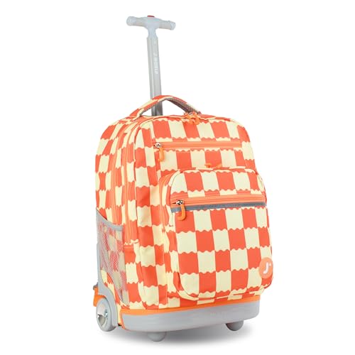 Image of J World Sundance Laptop Rolling Backpack for Girls Boys. Roller Bookbag with Wheels, 20 Inch, Wiggle Coral