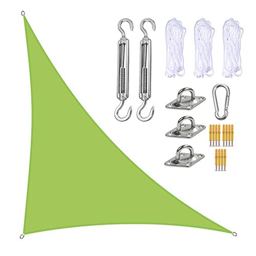 Voile d'ombrage triangulaire avec kit de fixation, protection solaire extérieure