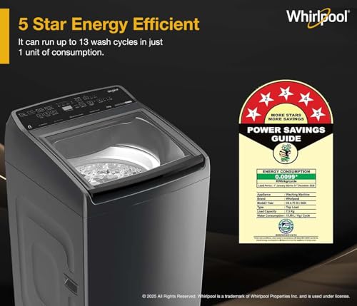 Whirlpool 7.5 Kg 5 Star StainWash Magic Clean PRO Fully Automatic Top Load Washing Machine (MAGIC CLEAN PRO SW 7.5 (H) GREY 10YMW with In-Built Heater) view 2