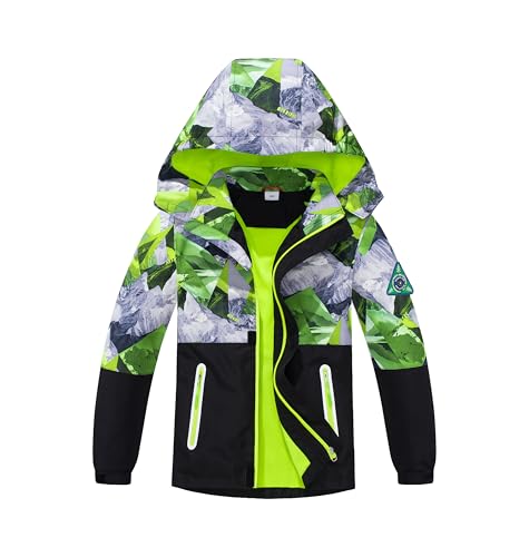 Image of MGEOY Kids Rain Jacket, Waterproof Lightweight Hooded Windbreaker for Boys Girls 4-14Y