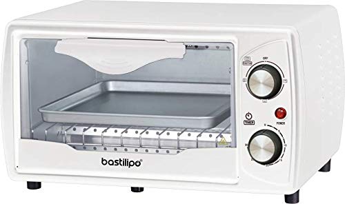 Bastilipo Pisa – Mini forno Tostapane con capacità di 9 L, Griglia Auto Rimovibile, 800 W, colore: bianco