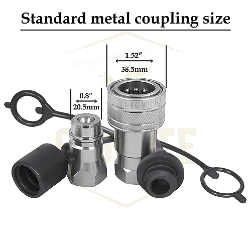 Image of (12 Set) Signite 1 /2 ISO A Tractor Hydraulic Hose Caps and Plugs Couplers Male Dust Cap and Female Plug Cover, Quick Disconnects Plug Fitting with Retention Ring Keeps Cap Attached to Hose (6 Colors)