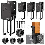 4Pack Heavy-Duty Post Base Anchor Bracket for 6'x6' Wood Post (Actual Size: 5.5' x 5.5') with Air Flow Channel for Wet Concrete Foundation, Suitable for Deck Railing, Fence, Gazebo [Patent Pending]