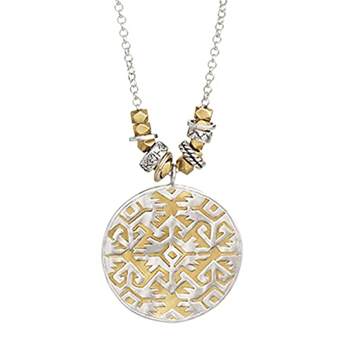 Silpada 'Sundial' Filigree Pendant Necklace in Sterling Silver and Brass