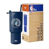 Simple Modern Officially Licensed NBA Timberwolves 30 oz Tumbler with Flip Lid and Straws | Insulated Cup Stainless Steel | Gifts for Men Women | Trek Collection | Minnesota Timberwolves