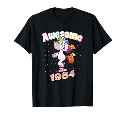 Awesome Since 1964 Divertido unicornio cumpleaños retro Camiseta
