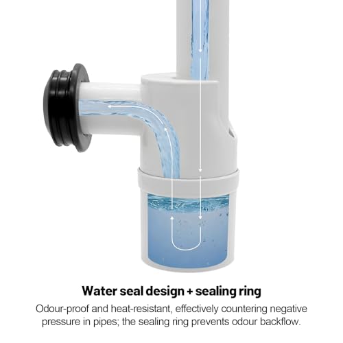 TETEWEVER 1 1/4 Zoll Raumsparsiphon Geruchsverschluss für Waschbecken, Siphon Flach Raumsparsiphon Waschtisch 360° Einstellbarer Siphon Waschtisch Abflussrohr mit Geruchsverschluss für Badezimmer