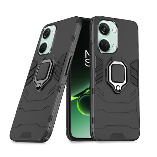 Image of Pikkme OnePlus Nord 3 5G Back Cover | D5 Tough Armor Bumper | 360 Protection Case | Ring Holder Stand Case for OnePlus Nord 3 5G (Black)
