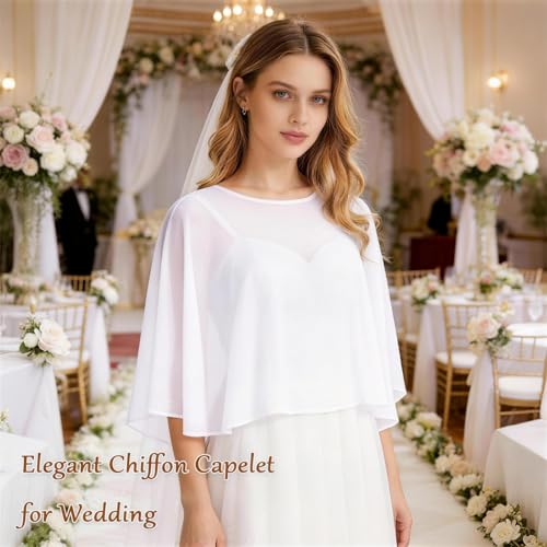 Image of Ciormis Chiffon Capelet Women's Soft Shawls and Wraps for Evening Dresses, Wedding Formal Dress Shawl Cape Cover up