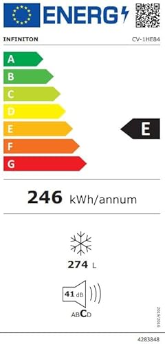 INFINITON Congelador Vertical CV-1HE84, E, 274 Litros, No Frost, 185 cm de Altura, Blanco - imagen 4