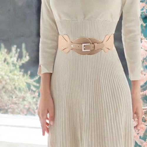 jojomis Women Wide Waist Belt Corset Band Female Lady Wrap Belt Stretch Cinch Waistband Adjustable Fashion Accessory- Khaki4