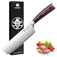 WULEECO Küchenmesser Hackmesser 18 cm, Japanisches Nakiri Messer, Profi Kochmesser Fleischmesser aus Hochwertigem Edelstahl, Extra Scharfe messer für Küchen mit Ergonomischem Pakkaholz-Griff