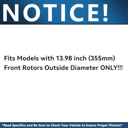 Image of Detroit Axle - Front Brake Kit for INFINITI G37 M56 M37 FX50 Q50 Q60 Q70 | QX70 Nissan 370Z Drilled & Slotted Disc Brake Rotors Replacement Ceramic Brake Pads: 13.98 inch inch Rotor