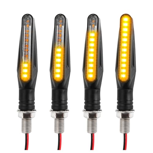 YGDMD 4PCS Motorcycle Turn Signals LED Ultra-Bright 12 LED Front & Rear Motorcycle Blinkers with Sequential Flow Mode Upgraded 12V Motorcycles Indicator Lights Motorcycles Parts