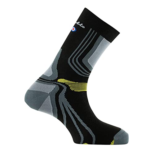 Thyo - Mi-chaussettes La Double® Trek en fils recyclés - couleur - Noir jaune - Pointure - 43-44