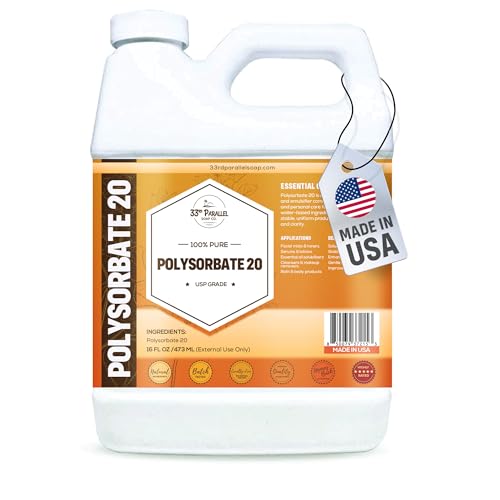 Polysorbate 20 (16oz) | USP Grade - Tween 20 Gentle Natural Emulsifier & Solubilizer for Essential Oils Fragrances Sprays Lotions Shampoos | Improves Stability & Clarity | 16 OUNCES