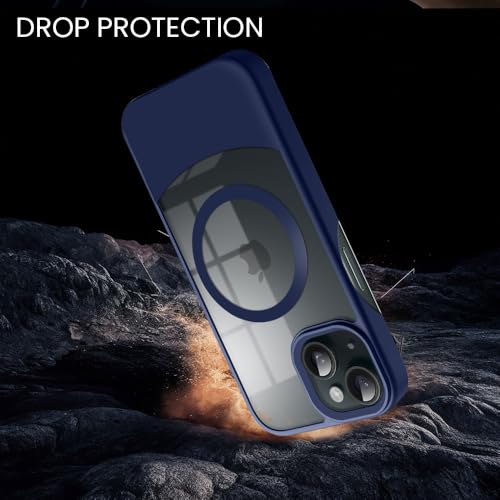 Image of KARWAN️Ultra-Hybrid Shockproof Back Cover with Mag-Safe Case foriPhone 14 Plus | Camera Protection Bump |Shockproof Back Cover Case for iPhone 14 Plus (PC & TPU, Smoked Matte Sides) Blue