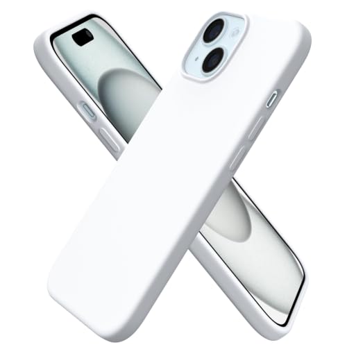 ORNARTO Liquid Silicone Case for iPhone 15 6.1 inch 3 Layers with Microfiber Lining Silky Touch and Anti-Scratch White