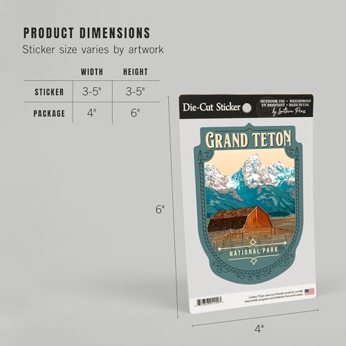 Image of Die Cut Sticker Grand Teton National Park, Wyoming, Painterly National Park Series, Vinyl Sticker, (Waterproof Decal for Cars, Water Bottles, Laptops, Coolers), Large