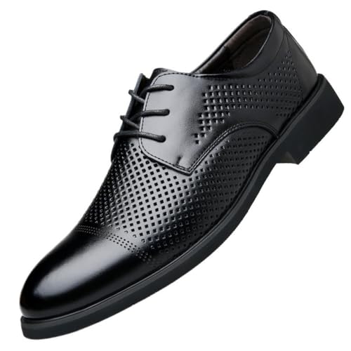 Men's Lace up Handmade Perforated Leather Oxford Shoes Classic Business Formal Dress Shoes Breathable Summer