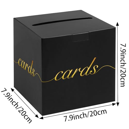 Image of Black Card Box Gold Foil Wedding Favors Gift Card Boxes Post Box Receiving Money Box Holder for Wedding Reception, Baby Showers, Anniversary, Birthday Party, Retirement, Graduation Envelope Holder