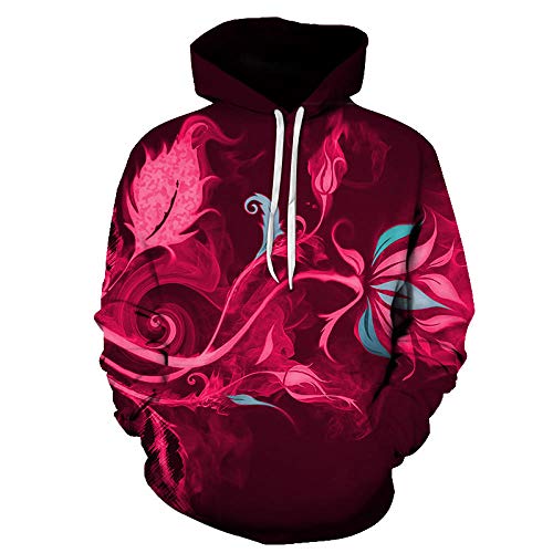 ZTIANEF Impresión de patrón Rojo Sudaderas con Capucha Unisex para niños Sudaderas con Estampado 3D Pullover con Bolsillo Cover