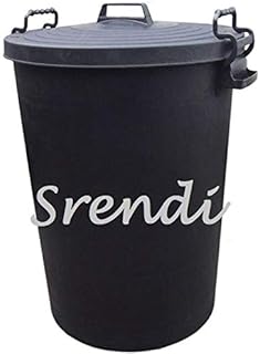 Srendi® 110LITRE Large Black Plastic Dustbin Garden Storage/FEED STORGE Unit Bin Clip On Locking Lid Heavy Duty for Rubbish Waste Animal Feed (1)