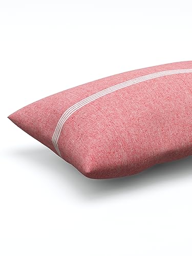 Image of Varde 180 TC Pillow Cover Set of 2 | Pillow Cover Cotton 100% | Pillow Cover Set of 2 King Size | Wrinkle Free & Fade Resistance | Striped Pattern | Standard Size | All Season Use (Pink Rose)