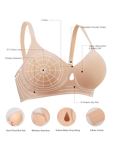 Image of Bras for Women Wireless Seamless Full Coverage Supportive Bralette | No Underwire,T-Shirt,Lift,Support,Semi-fixed Cups,Push Up,Crossover,Plunge,Soft Breathable Comfort Everyday Essentials Bras