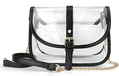 Clear Saddle Cross Body Bag Women Chain Shoulder Handbag Purse