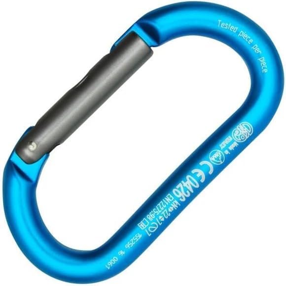 Oval Aluminum Alloy Carabiner Clip, Oval ALU Straight Gate D-Shape Climbing Carabiner for Outdoor, Camping & Hiking | Lightweight 22 kN Strength | Keylock Anti-Snag Design | Made in Italy