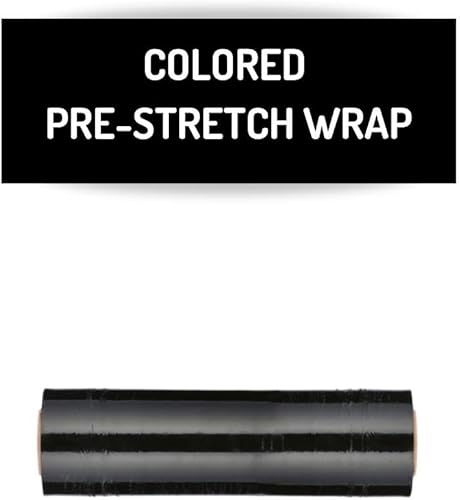 Miniatura 3 de PSBM - Rollo de película elástica negra, paquete de 4, 17 pulgadas x 1476 pies, calibre 34, rollos de película elástica a mano oscuraopaca para