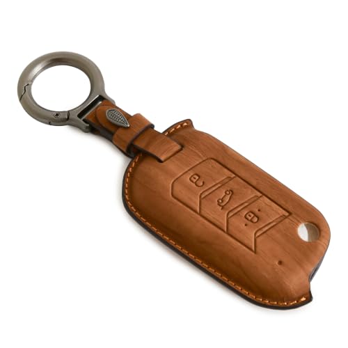 Image of ARIKA Leather Key Cover for Mahindra Scorpio N, XUV 700, Thar Roxx | 3 Button Flip Key, Compatible with Bolero, Compatible with Marazzo, Compatible with XUV 300, Metal Keyring Included