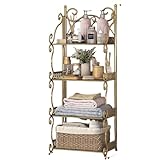 AOUGN 折りたたみシ，ェルフラック オーペンシ，ェルフ 折り畳み棚， 多目的 収納ラック 洗面所/キッチン/バスルーム/リビング用収納 調味料/化粧品，省スペース 完成品 鉄製ラック 頑丈設計 (ゴールデン,5層)