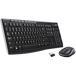 Teclado Y Mouse Iluminado Logitech MK270 Combo Teclado y Ratón Inalámbrico para Windows, 2,4GHz Inalámbrico, Ratón Compacto, 8 teclas multimedia y de acceso directo, 2 años de batería, PC, PC Portátil, QWERTY Español - Negro