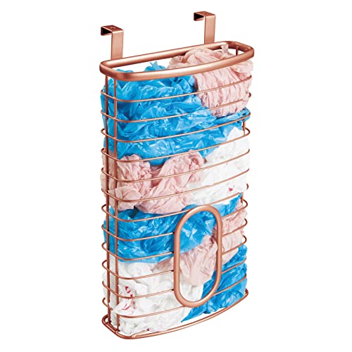 Mdesign Steel Hanging Cabinet Storage Organizer Holder For Kitchen, Pantry - Holds Plastic, Sandwich, Garbage, Grocery And Trash Bags; Wrap, Foil, Pack - Spira Collection - Copper #TOP7